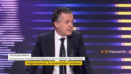 Méga-bassines dans les Deux-Sèvres : "Le message, c'est de ne pas se mêler à des gens" qui viennent "pour casser du flic", affirme Christophe Béchu
                              Les opposants au projet de réserve d'eau agricole espèrent entre 15 000 et 30 000 manifestants. Face à eux, 3 200 policiers et gendarmes ont été mobilisés.