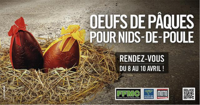 Des motards remplissent des nids-de-poule avec des œufs de Pâques pour protester contre les routes françaises