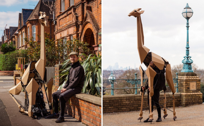 Un marionnettiste anglais marche 1000 km sur les traces de la première girafe de France