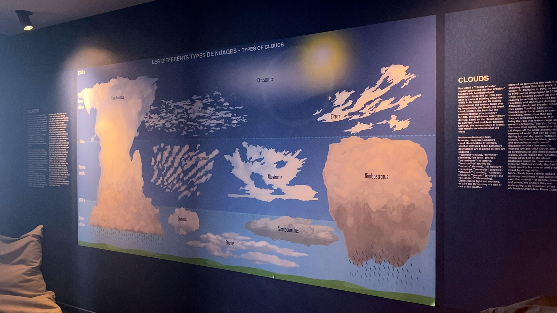 Les différents types de nuages expliqués dans une des salles du Climatographe.
