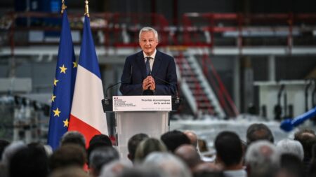 Suppression de la cotisation sur valeur ajoutée des entreprises reportée à 2027, annonce Bruno Le Maire La cotisation sur la valeur ajoutée des entreprises ne sera supprimée définitivement qu'en 2027, déclare Bruno Le Maire
Cet impôt a été réduit de moitié cette année et devait être aboli en 2024. Toutefois, le gouvernement a choisi d'étaler sa suppression sur quatre ans, pour un coût ramené à un milliard d'euros par an pour les finances publiques.