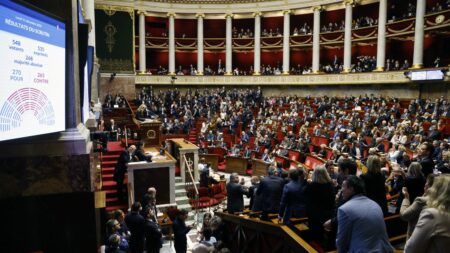 Projet de loi immigration retoqué en pré-examen : députés votent pour motion de rejet Projet de loi immigration : les députés votent une motion de rejet, le texte du gouvernement est retoqué avant même son examen dans l'hémicycle
La motion de rejet défendue par le groupe écologiste a été soutenue lundi par 270 députés, soit deux voix de plus que la majorité absolue.