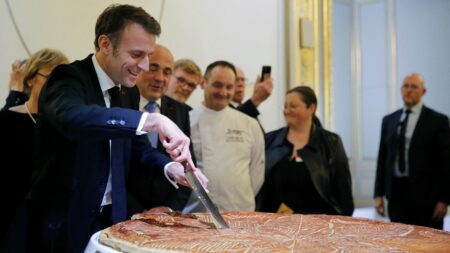 Lors de la cérémonie de la galette de l’Épiphanie à l’Élysée, Emmanuel Macron ne laisse rien transparaître sur un possible remaniement
          Vendredi, Emmanuel Macron présidait comme chaque année la cérémonie de la galette de l’Épiphanie à l’Élysée devant un parterre de boulangers, alors que les rumeurs d'un possible remaniement agitent le gouvernement.