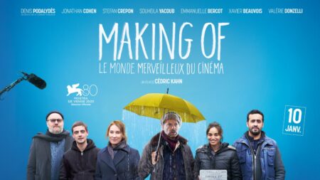 "Making of", avec Jonathan Cohen, un film dans le film et première comédie réussie de 2024
          Parmi les sorties de mercredi au cinéma, "Making of" réalisé par Cédric Kahn est une comédie sur les coulisses du tournage d'un film social avec Denis Podalydès en metteur en scène dépassé, et Jonathan Cohen en vedette intenable.