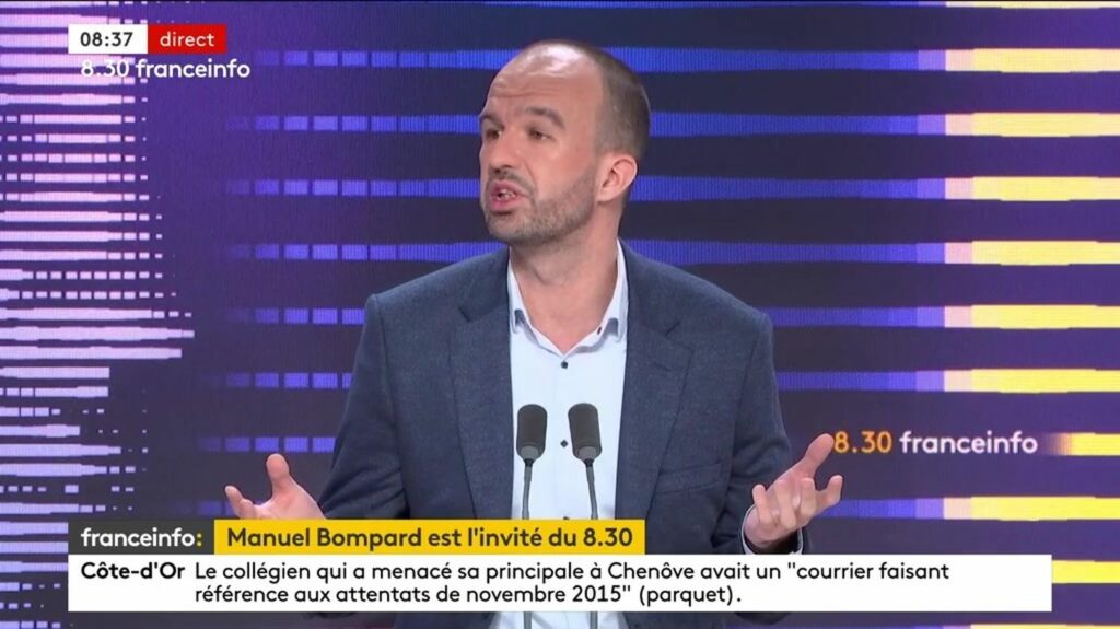 Élections européennes : Manuel Bompard est "fier de porter avec Rima Hassan, au cœur de la campagne européenne, cette exigence" de paix à Gaza
          Le coordinateur de La France insoumise réagit aux polémiques suscitées par la présence de la militante Rima Hassan sur la liste du parti pour les élections européennes 2024.