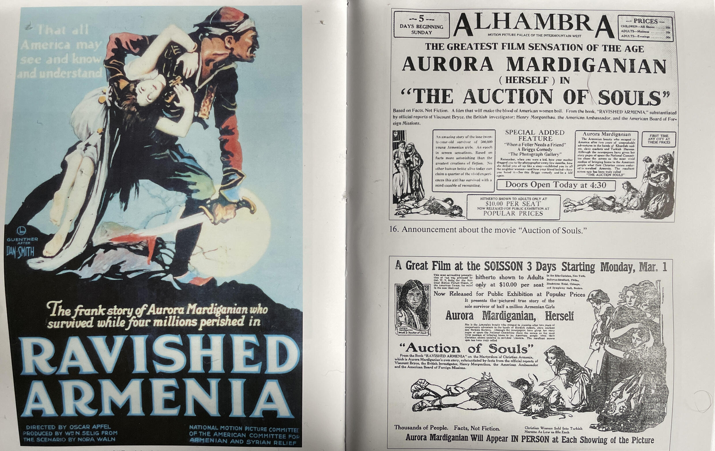 Affiche du film "Ravished Armenia", une production hollywoodienne de 1919 sur le génocide arménien quatre ans plus tôt, basée sur le livre d'Aurora Mardiganian, qui joue elle-même.