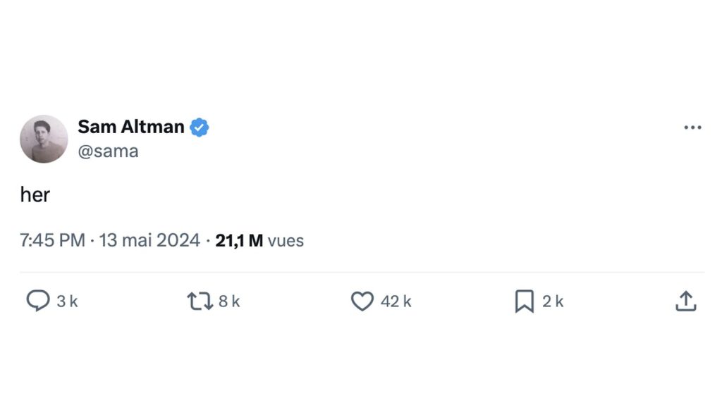 OpenAI a-t-il clôné la voix de Scarlett Johansson malgré son refus pour chatGPT4o ?
          OpenAI, l’éditeur de chatGPT, pris en flagrant délit de clonage de voix et pas n’importe laquelle : celle de Scarlett Johansson, l’actrice américaine la mieux payée au monde en 2018 et 2019, inoubliable dans "Lost in Translation" et dans "Her" où elle incarnait une intelligence artificielle avec sa voix.