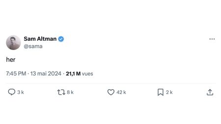 OpenAI a-t-il clôné la voix de Scarlett Johansson malgré son refus pour chatGPT4o ?
          OpenAI, l’éditeur de chatGPT, pris en flagrant délit de clonage de voix et pas n’importe laquelle : celle de Scarlett Johansson, l’actrice américaine la mieux payée au monde en 2018 et 2019, inoubliable dans "Lost in Translation" et dans "Her" où elle incarnait une intelligence artificielle avec sa voix.
