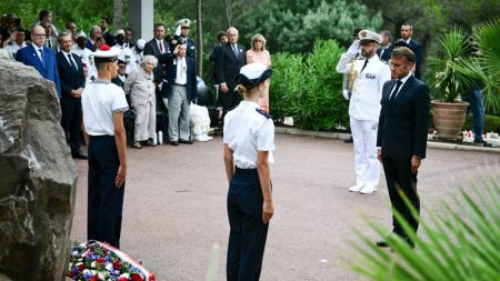 Emmanuel Macron rend hommage aux soldats africains lors des commémorations du 80e anniversaire Vidéo
"La France n'oublie rien des sacrifices" des soldats africains, salue Emmanuel Macron lors des commémorations du 80e anniversaire du débarquement en Provence