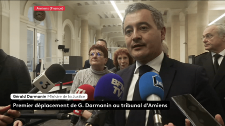 Lors de son premier déplacement, le garde des Sceaux Gérald Darmanin annonce vouloir "augmenter le budget" de la Justice, pour "plus de rapidité et de fermeté"