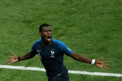 Paul Pogba célèbre le but qui a donné à la France un avantage 3-1 lors de la finale de la Coupe du monde contre la Croatie en 2018.