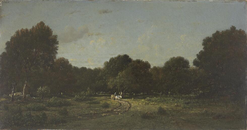 Théodore Rousseau `` Clearing in the Fontainebleau Forest ', peint avant 1866, huile sur bois.