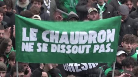 Saint-Etienne : manifestation de soutien aux groupes ultras de football Football : manifestation à Saint-Etienne pour soutenir les groupes ultras