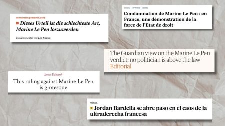 "Le courage plutôt que la reddition" : la presse internationale salue la décision de la justice française, mais anticipe un possible "profit politique" pour Marine Le Pen