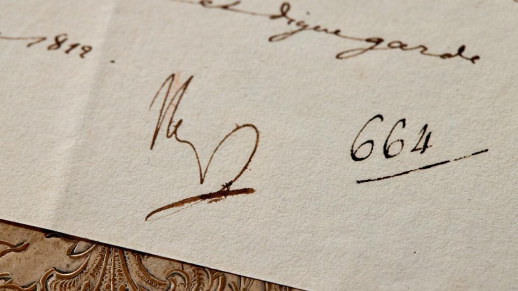 Lettre de Napoléon refusant le rôle dans l'arrestation de Pope pour vente aux enchères