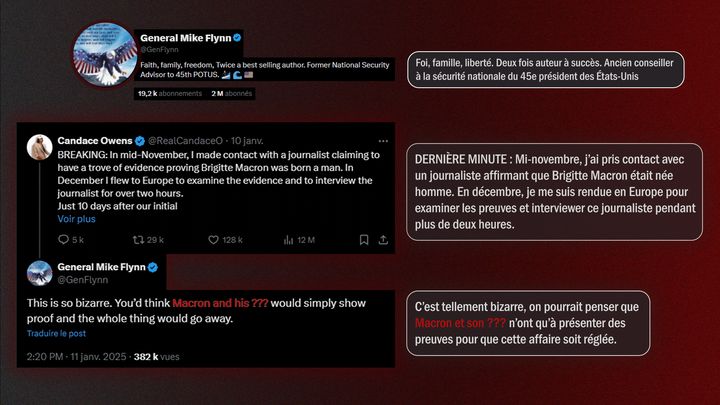 Posts X de Michael Flynn du 11 janvier 2025 en réponse à Candace Owens (CAPTURE D'ÉCRAN X)