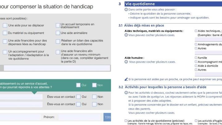 A gauche l'ancien formulaire, à droite le nouveau. (MON PARCOURS HANDICAP / CAPTURE D'ECRAN)